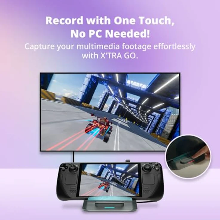 AverMedia Steam Deck Dock X'TRA GO GC515 mit HDMI 4K@60Hz, USB-C-Laden, Bildschirmspiegelung, Videoaufnahme - Schwarz – Bild 4