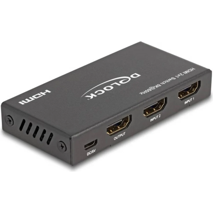 Delock 18607 HDMI-Switch, 2-Port Video-Switch mit Fernbedienung und USB-Stromversorgung