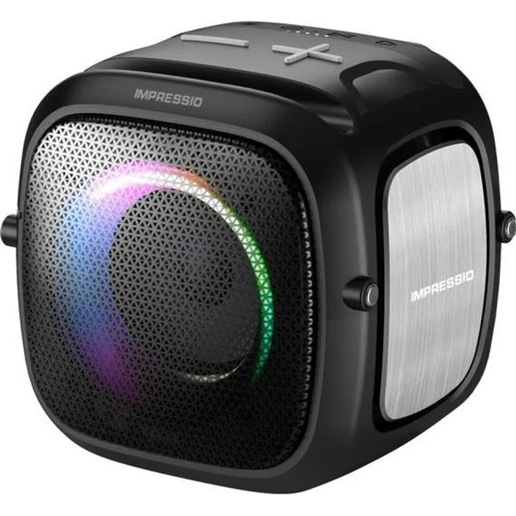 C-Tech Impressio Qubis Mini, tragbarer Bluetooth Lautsprecher mit 5W RMS, 6h Akkulaufzeit, IPX6 wasserfest, schwarz