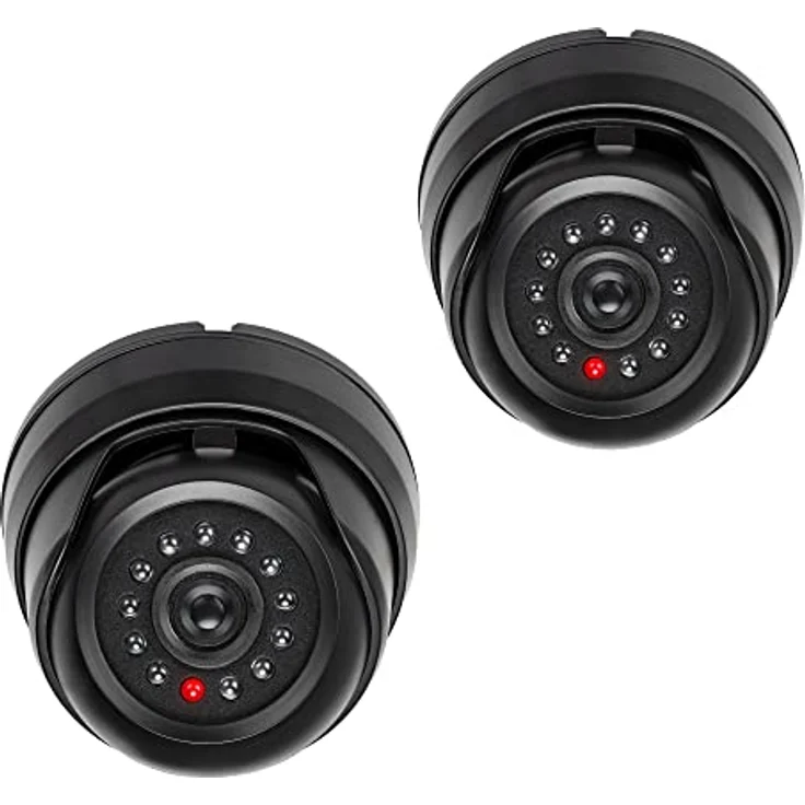 kwmobile 2X Dummy Kamera für Deckenunterbau - mit LED Licht - Dome Überwachungskamera Attrappe - täuschend echte Fake Security Camera in Schwarz – Bild 1