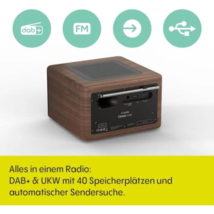 Pure Classic C-D4, Radio in Coffee Brown/Walnut EU/UK mit hochwertigem Klang – Bild 4