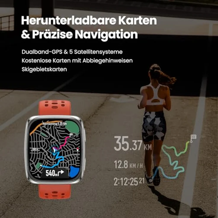 Amazfit Active 2 Square Smartwatch 1,75" AMOLED-Display, GPS, 10 Tage Akku, 160+ Sportmodi, Wasserfest, Herzfrequenz- & Schlaftracker, schwarzes Lederarmband – Bild 5