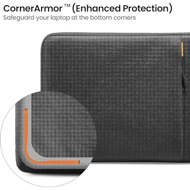tomtoc A13D2D1GP Defender-A13 Laptop-Sleeve Kit 2-teilig, 14 Zoll, Schwarz, Cornerarmor-Technologie, recycelter Kunststoff – Bild 4