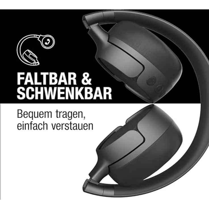 Fresh 'n Rebel Code Fuse, Bluetooth-Kopfhörer on-Ear, kabellos, 30 Stunden Spielzeit, mit Mikrofon und Sprachassistent, Lautstärkeregler und Wiedergabe/Pause-Tasten, faltbar (Storm Grey) – Bild 4