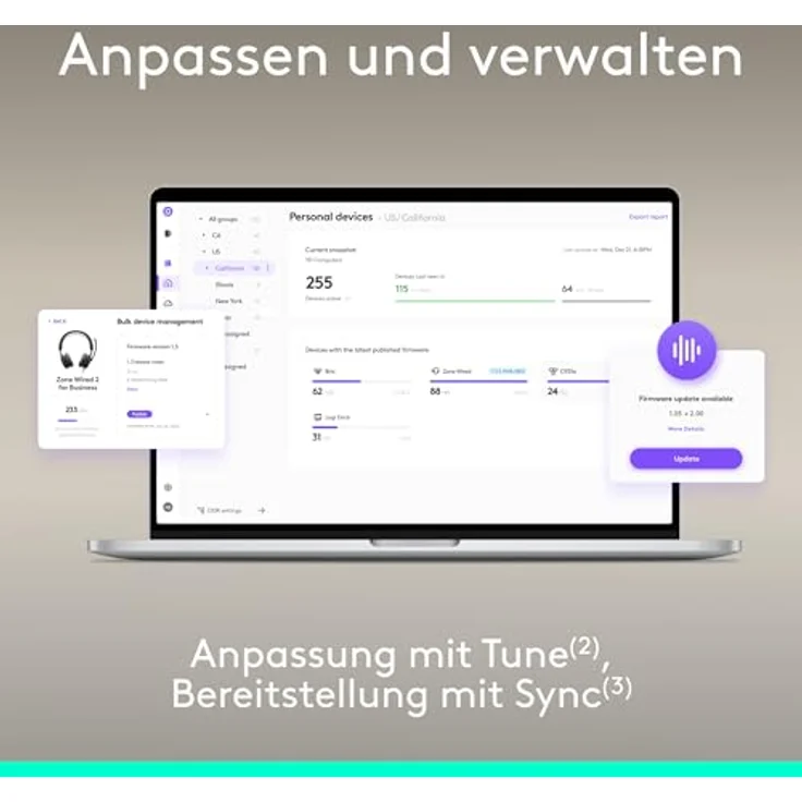 Logitech Zone Wired 2 ES for Business, USB-Headset mit adaptiver Hybrid-ANC, graphit – Bild 9