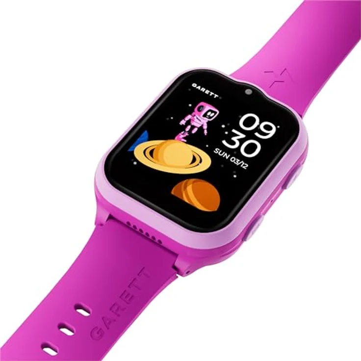 garett Smartwatch Kinder - 1,69″ LTE mit Face Unlock, GPS GEO-Zaun, Videoanruf, SOS und eSIM 4G, Schwarz – Bild 4
