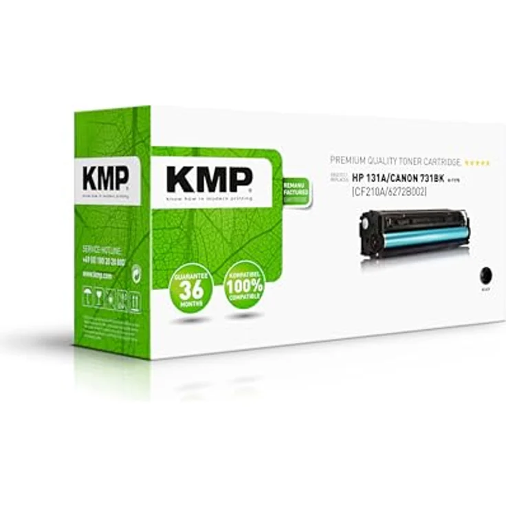 KMP Tonerkartusche für HP 131A (CF210A), Canon 731BK (6272B002), Schwarz, Reichweite 1600 Seiten, kompatibel mit HP LaserJet Pro 200 Color M251 n, M251 nw, M276 n – Bild 1