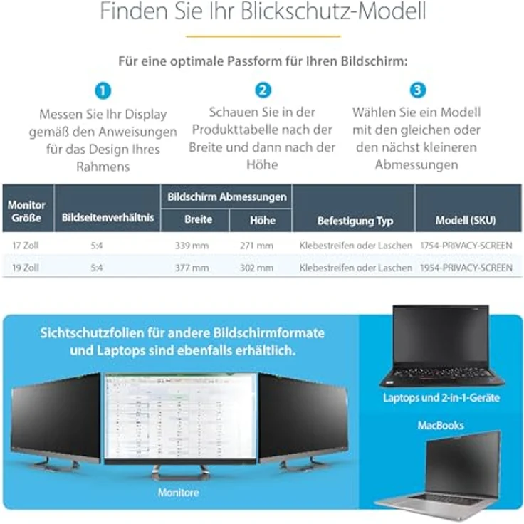 StarTech.com 19 Zoll 5:4 Monitor Sichtschutzfilter, Anti-Glare mit 51% Blaulichtreduzierung und +/- 30 Grad Blickwinkel – Bild 5