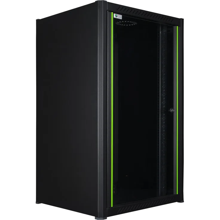 Logon RWM20U56BL Serverschrank, 20 HE, 19 Zoll Rack, antistatische Glastür, Schwarz
