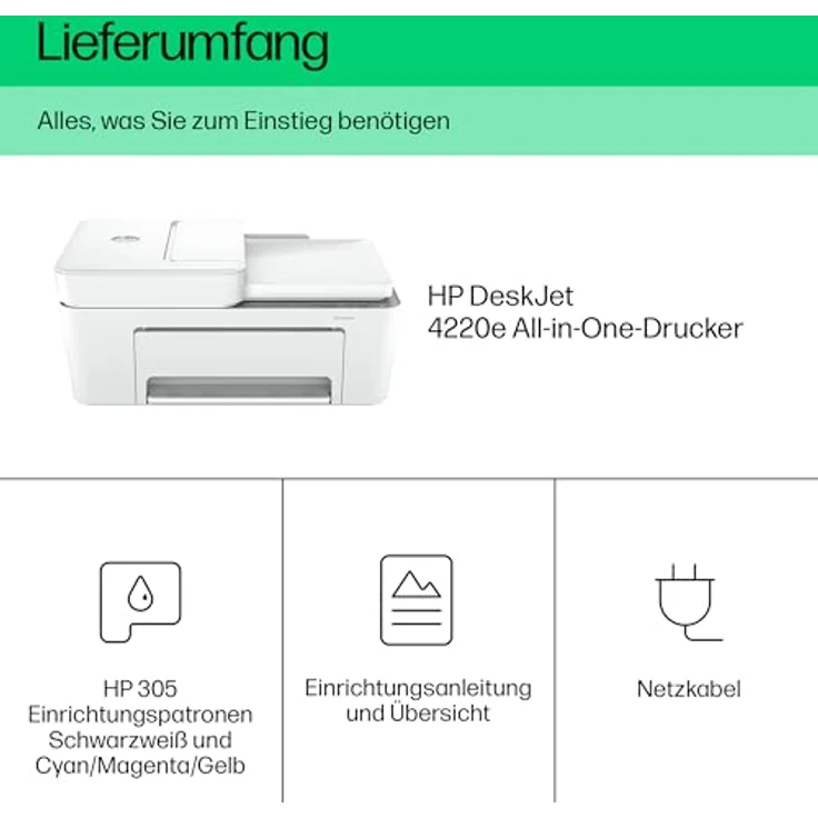 HP DeskJet 4220e Multifunktionsdrucker, 3 Monate gratis drucken mit HP Instant Ink inklusive, HP+, Drucker, Kopierer, Scanner, Mobiler Faxversand, WLAN, Automatische Dokumentenzuführung, Weiß – Bild 5