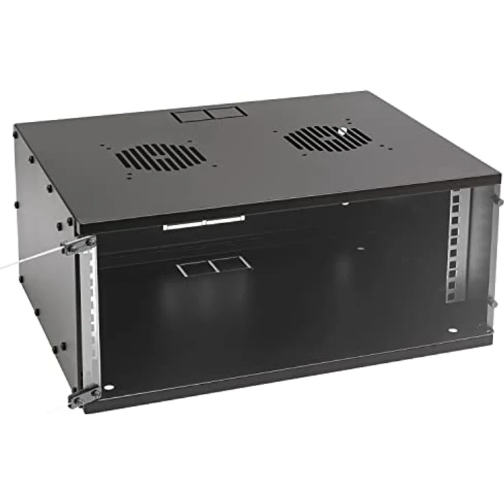 HMF 65704-02 Netzwerkschrank, Serverschrank 19 Zoll | 4 HE | 400 mm Tiefe | Glastür | Schwarz - Preisvergleich – Bild 4