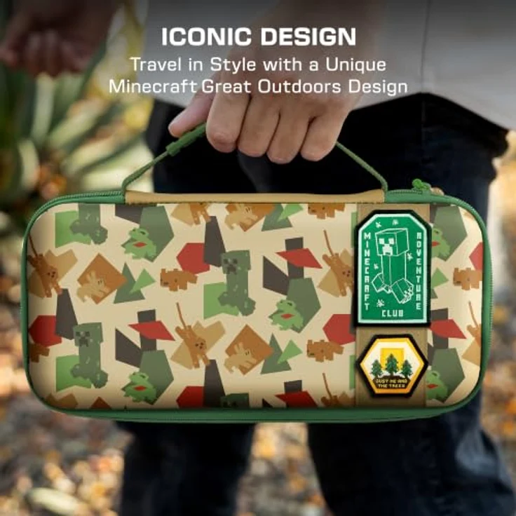 Turtle Beach PlayTrek™ Reisetasche - Minecraft™ Great Outdoors für Nintendo Switch 2, inklusive 2 Minecraft™ Klettpatches, PU-Kunstleder, gepolsterte Innenlasche, Stauraum für 12 Spielkarten – Bild 3