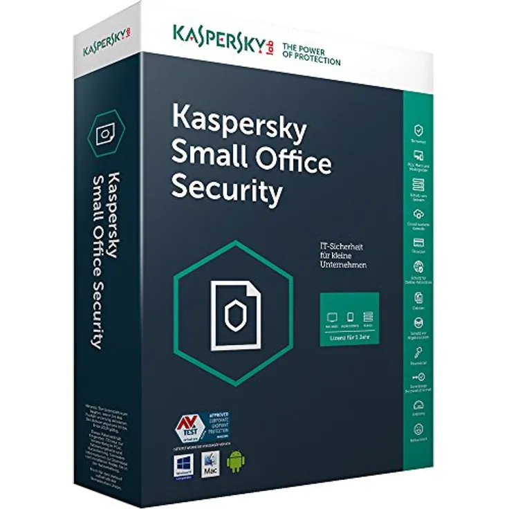 Kaspersky Small Office Security Standard | 5 Geräte 5 Mobil 1 Server | 1 Jahr | Windows/Mac/Android | CD in Box | für kleine Unternehmen