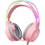ONIKUMA Słuchawki Gamingowe x15 Pro RGB różowe (przewodowe) - Flexibles Design und Robustheit