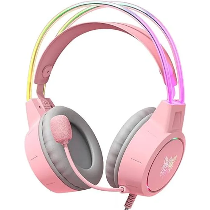 ONIKUMA Słuchawki Gamingowe x15 Pro RGB różowe (przewodowe) - Flexibles Design und Robustheit