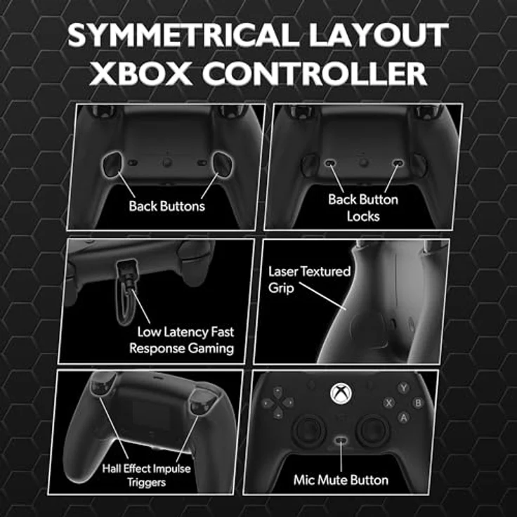 Hyperkin Competitor Wired Controller für Xbox Series X|S, Xbox One, PC – Offiziell lizenziert, Hall-Effekt-Joysticks, Impuls-Trigger, symmetrisches Layout, präzises Steuerkreuz, Rückseitentasten, schwarz – Bild 2