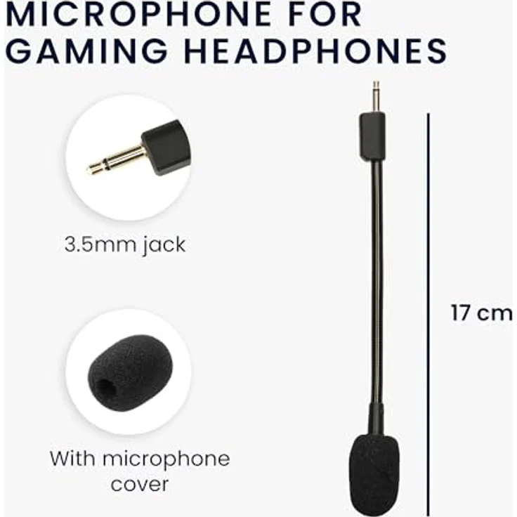 kwmobile Ersatz Kopfhörer Mikrofon für Razer Blackshark V2 / V2 Pro / V2 SE Gaming-Headset Zubehör - Biegsamer Arm, 3,5mm Klinkenstecker, 10 cm Kabellänge – Bild 3