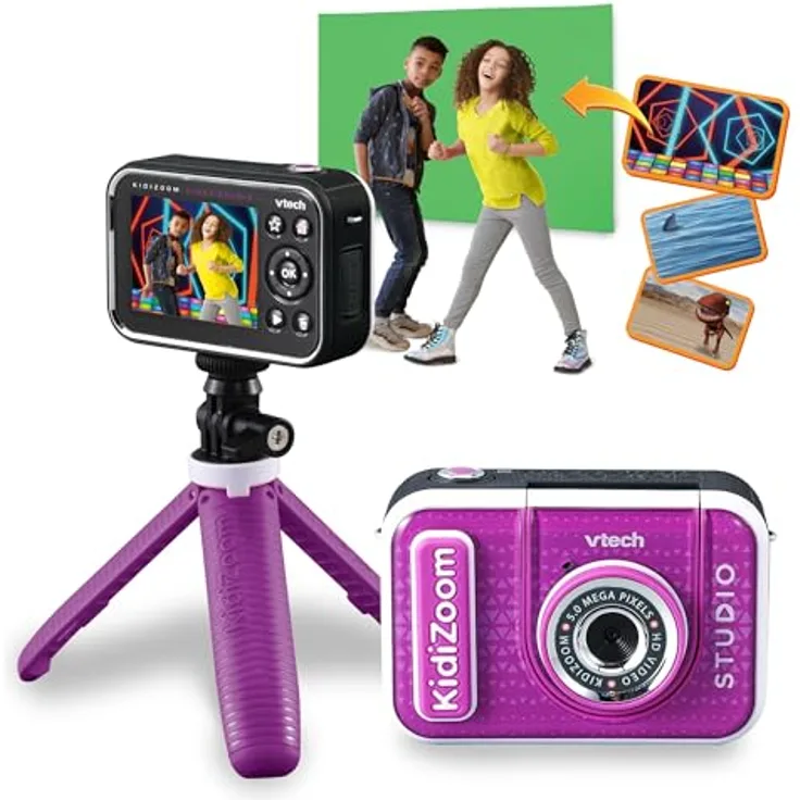 Vtech KidiZoom Video Studio HD lila, HD-Foto- und Videokamera mit Greenscreen und Selfie-Funktion