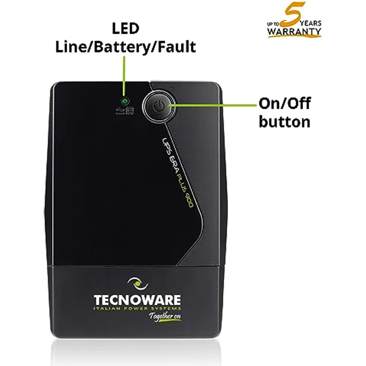 Tecnoware USV Era Plus 900 mit 2 Ausgängen Typ Schuko, Leistung 900VA, Betriebsautonomie bis 50 Minuten mit WLAN-Modem-Router oder 13 Minuten mit 1 PC, Stabilisierung mit AVR. – Bild 3