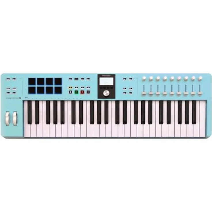 Arturia KeyLab Essential 49 MK3, USB-MIDI-Keyboard mit 49 anschlagdynamischen Tasten, Aquamarin, inkl. umfangreichem Softwarepaket und integrierten Kreativwerkzeugen