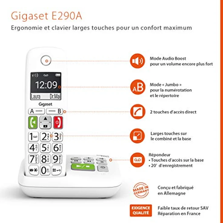 Gigaset E290A Duo, weiß – Bild 5