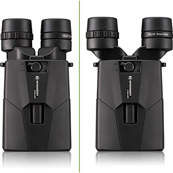Bresser 16x42 Stabilizer OIS Fernglas mit Bildstabilisator,16-facher Vergrößerung inklusive Tragegurt und Tragetasche 2051642 Schwarz – Bild 3