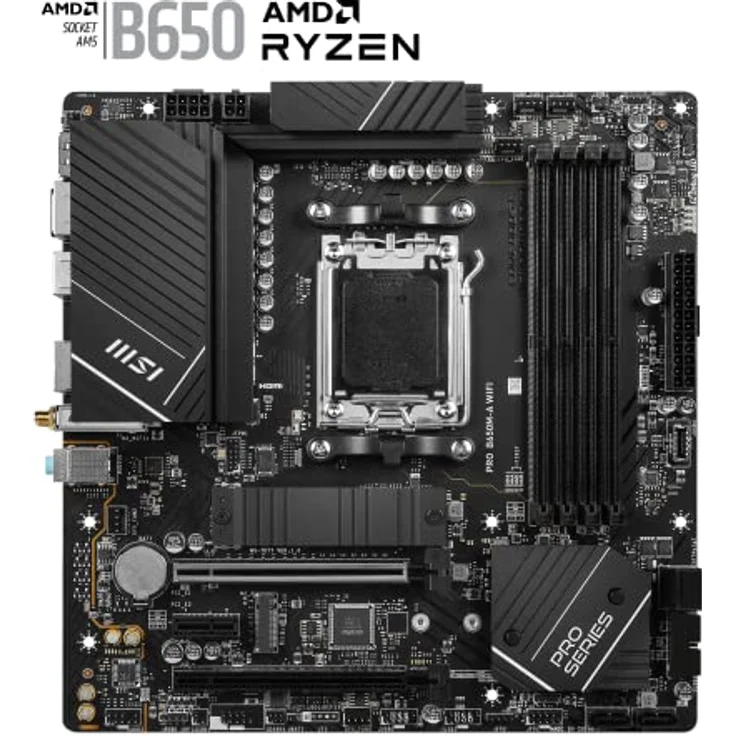 MSI PRO B650M-A WiFi Mainboard, Micro-ATX - Unterstützt AMD Ryzen 7000 Serie Prozessoren, AM5 - DDR5 Memory Boost 6400+MHz/OC, 2 x PCIe 4.0 x16, 2 x M.2 Gen4, Wi-Fi 6E – Bild 2