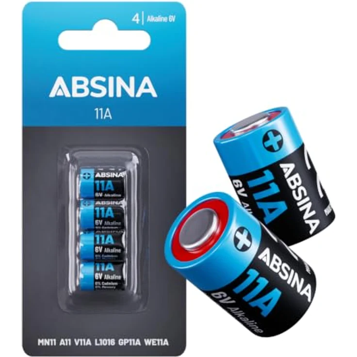 ABSINA 4x L1016F 6V 11A Alkaline Batterie, temperaturfest von -20°C bis +60°, langlebig und zuverlässig, ideal für Funkfernbedienungen und Alarmanlagen – Bild 1