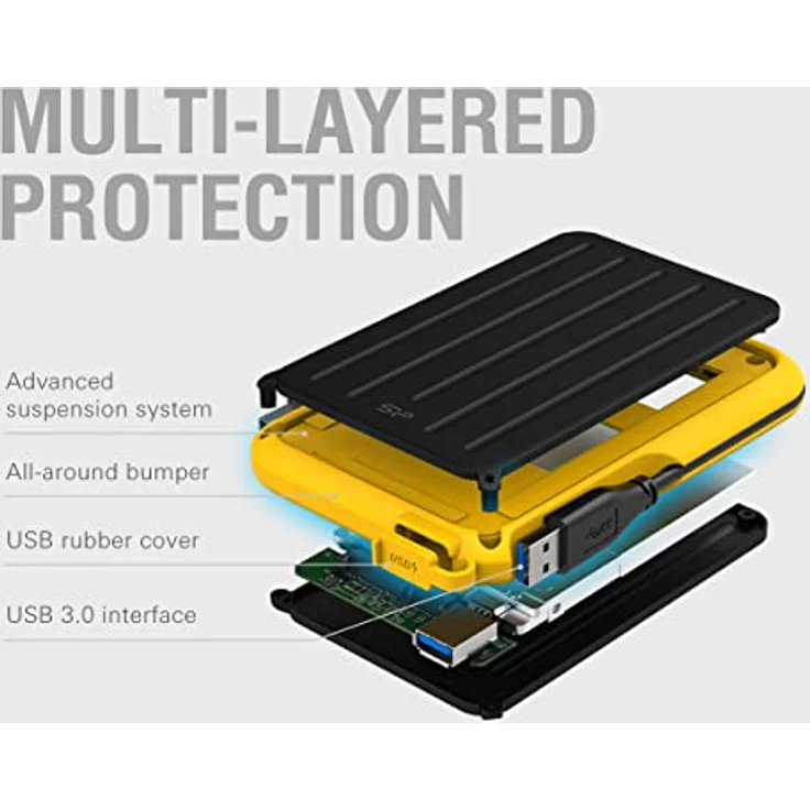 Silicon Power Armor A66, Externe Festplatte 4 TB, tragbar, schwarz-gelb, stoßfest und wasserfest, USB 3.2 Gen 1 – Bild 6