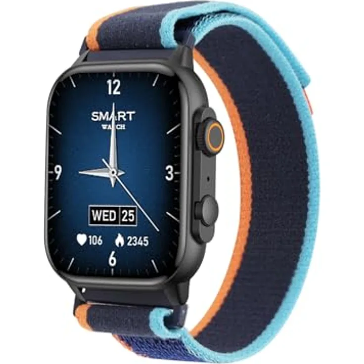 Trevi T-FIT 430 A, Smartwatch mit 1,95 Zoll AMOLED Display, kabelloser Anruffunktion, IP68 Wasserdichtigkeit und Wellness-Tracking, Schwarz