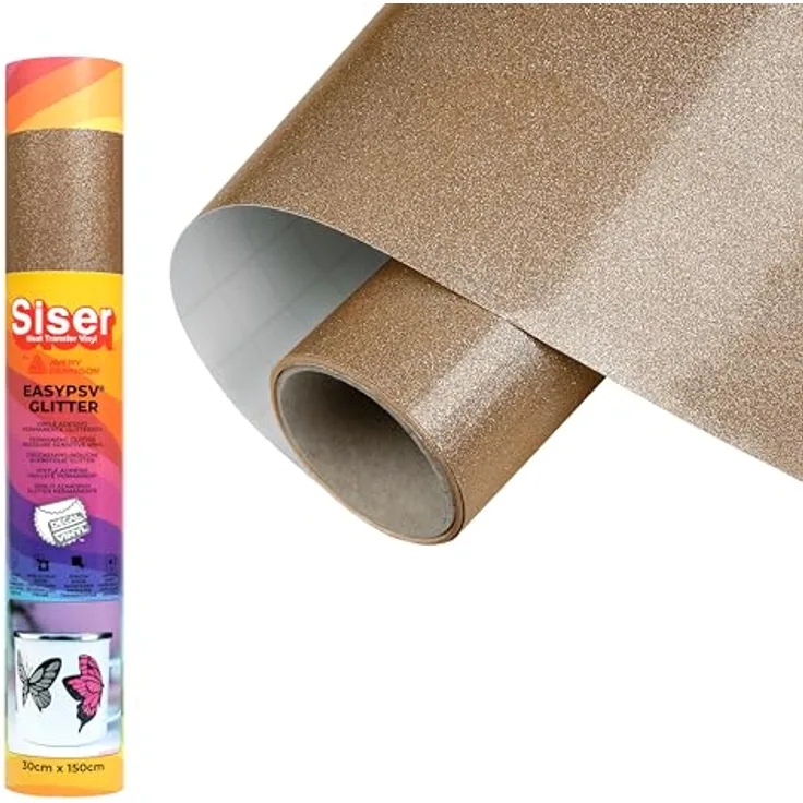 Siser EasyPSV® Glitter, selbstklebende Glitzerfolie in Gold für Innen- und Außenanwendungen