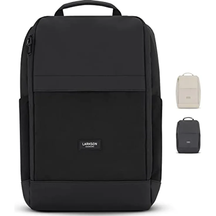 LARKSON Laptop Rucksack Herren & Damen Schwarz - Niklas - Notebook Backpack für Business Arbeit Uni - 16 Zoll Laptoprucksack für Reise Handgepäck - Wasserabweisend