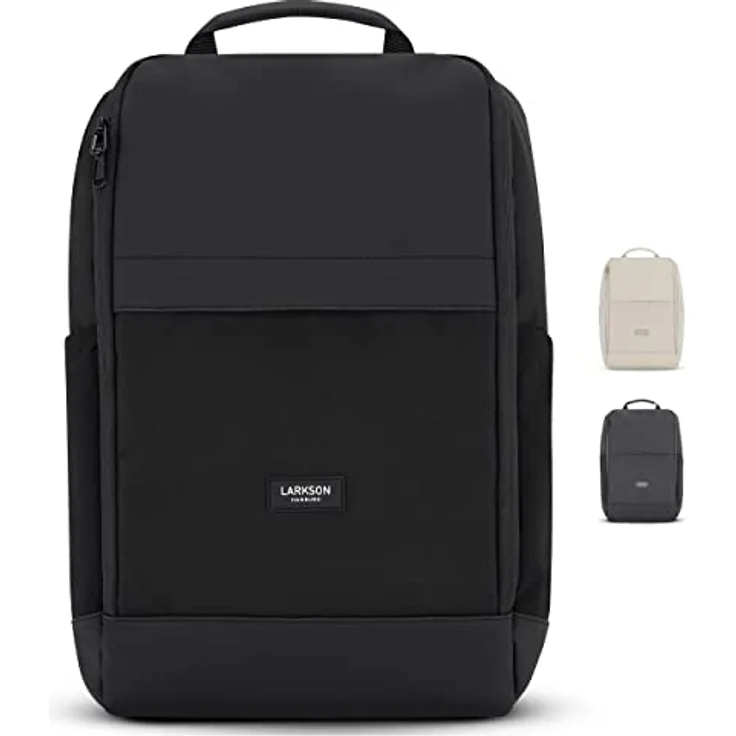 LARKSON Laptop Rucksack Herren & Damen Schwarz - Niklas - Notebook Backpack für Business Arbeit Uni - 16 Zoll Laptoprucksack für Reise Handgepäck - Wasserabweisend – Bild 1