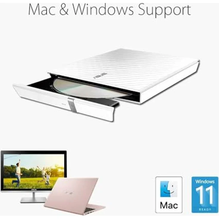 Asus SDRW-08D2S-U Lite externer DVD 8X Brenner USB 2.0 weiß – Bild 5