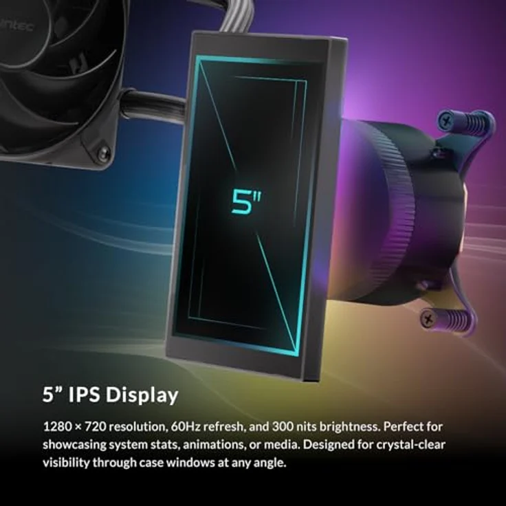Antec Vortex View 360 AIO Liquid CPU-Kühler, 12,7 cm IPS-Display, 3 x 120 mm PWM-Lüfter, RGB-Hintergrundbeleuchtung, Intel LGA 1700 – Bild 5