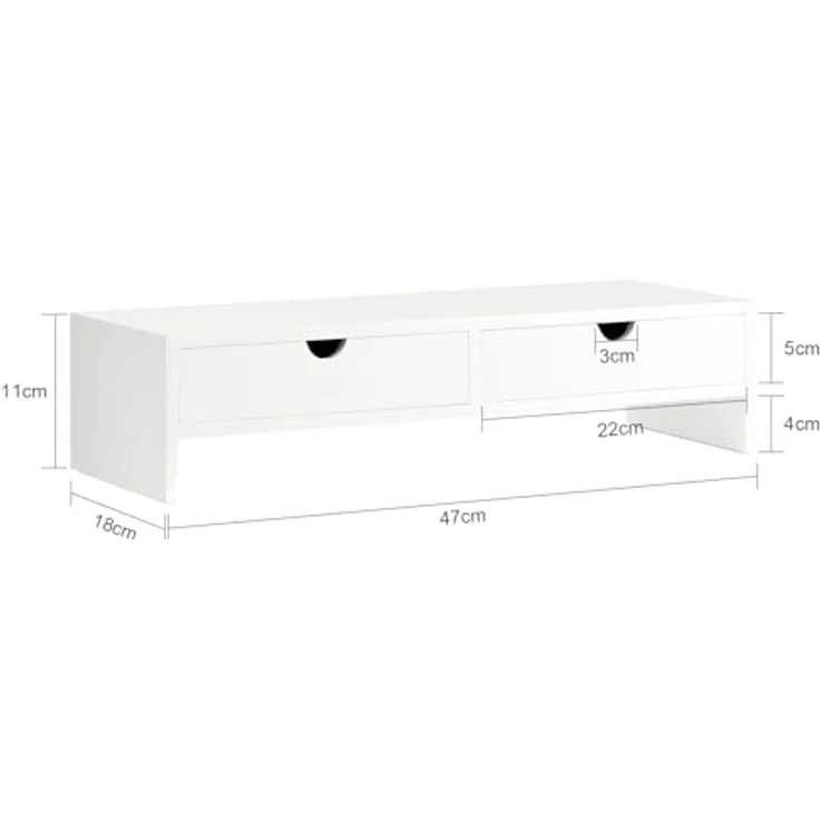 SoBuy Monitor-Halterung BBF02, Bildschirmständer aus MDF und Bambus, bis 10kg belastbar, in Weiß/Schwarz/Natur – Bild 5