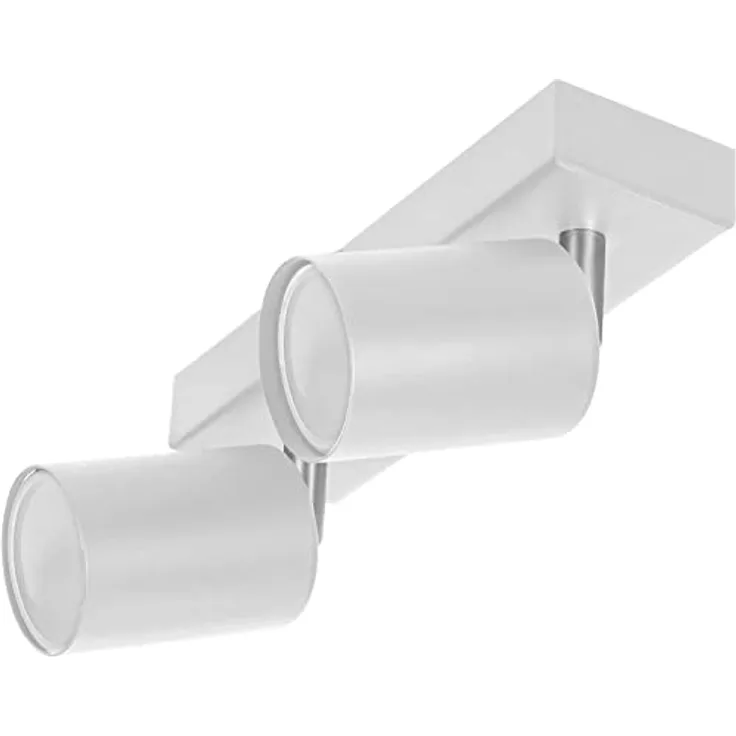 Adviti DOA SP 2 Strahler Deckenleuchte und Wandleuchte Spot GU10 max 2x 50 W IP20 (Weiß) mit schwenkbarem Lampenkopf und blickdichter Stoffabdeckung