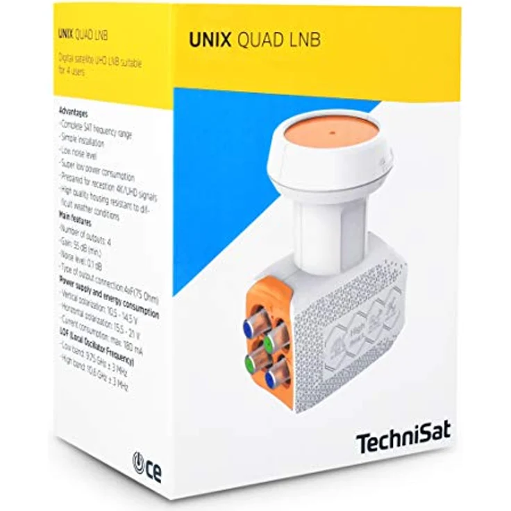 TechniSat Quad LNB für 4 Teilnehmer TV Receiver direkt Anschluss mit Wetterschutz Unix digital UHD 4K Ultra HD Full HDTV + 4 F-Stecker – Bild 4
