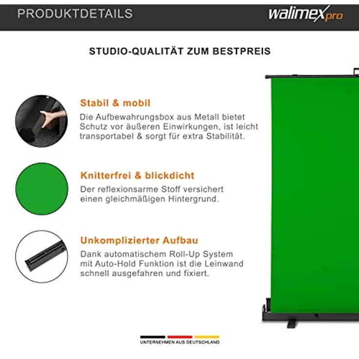 Walimex pro Roll-up Panel Hintergrund grün 155x200 - Preisvergleich – Bild 2