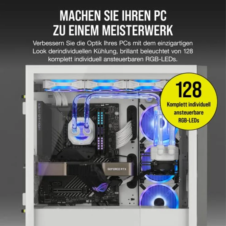 Corsair Hydro X Series iCUE XH305i RGB PRO Individuelles Kühlungs-Kit (Hardline-CPU-Kühlkreislauf, CPU-Wasserkühler, D5 Pumpen-Ausgleichsbehälter-Kombination, Radiator, 3 RGB-Lüfter) Weiß – Bild 3