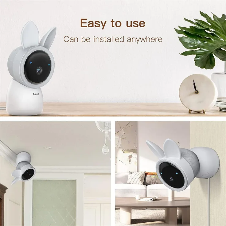 Arenti AInanny 2K Ultra HD Video-Babyphone, 3MP/2K Wi-Fi mit Nachtsicht, Raumüberwachung, Mikrofon und Lautsprecher, 355° Schwenk- und 60° Neige-Funktion