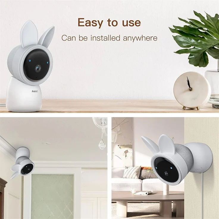 Arenti AInanny 2K Ultra HD Video-Babyphone, 3MP/2K Wi-Fi mit Nachtsicht, Raumüberwachung, Mikrofon und Lautsprecher, 355° Schwenk- und 60° Neige-Funktion