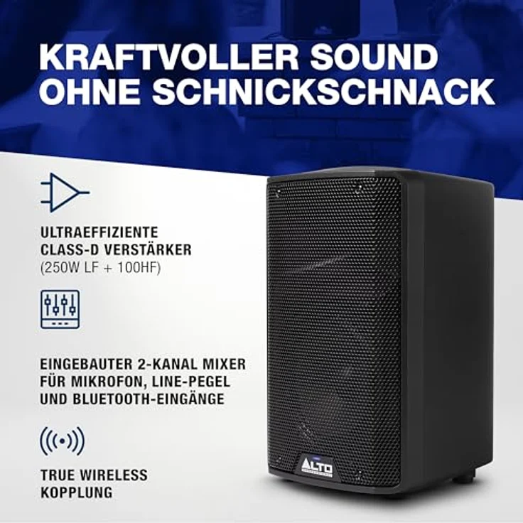Sonstige Studios Alto TX408, Aktiv PA Lautsprecher mit 350W Verstärker für klaren Sound, Schwarz – Bild 3