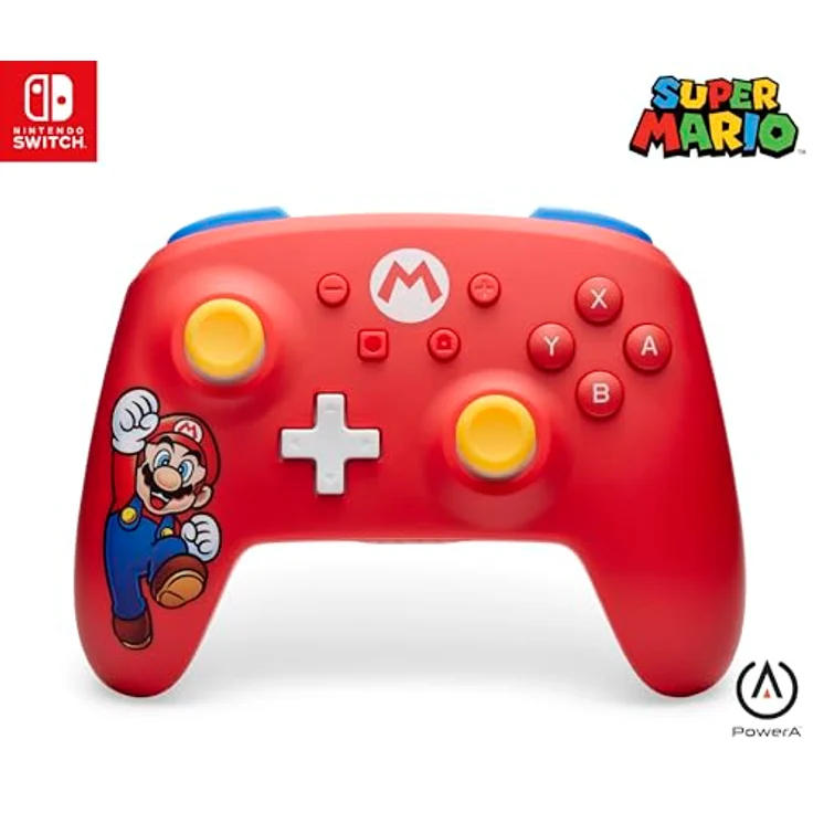 PowerA Kabelloser Controller für Nintendo Switch - Mario-Freude, AA-Batteriebetrieb, ergonomisches Design, offiziell lizenziert – Bild 1