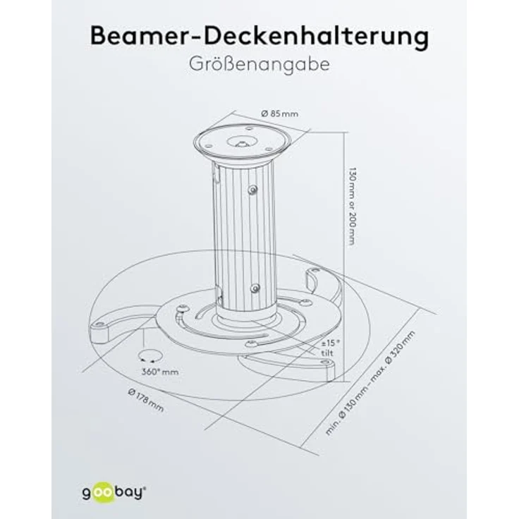 Beamer Projektor Deckenhalter max. Lochabstand 32 cm – Bild 5