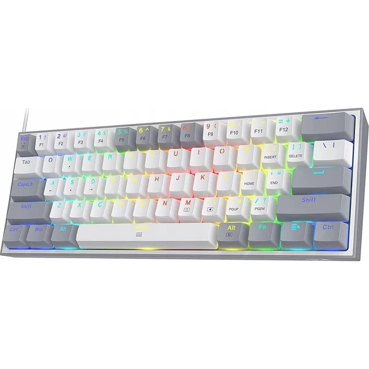 Redragon K617 Fizz RGB, Mechanische Gaming Tastatur, Kabelgebunden, Weiss/Grau, QWERTY Layout