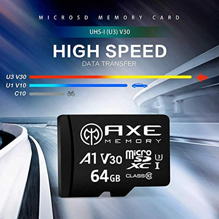 AXE AXP4K64 MicroSDXC Speicherkarte + SD Adapter mit A1 App Performance, V30 UHS-I U3 4K – Bild 2