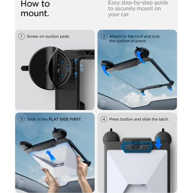 Spigen ACP09333, Smartphone Halterung mit sicheren Saugnäpfen und schützenden Polstern, Schwarz – Bild 7