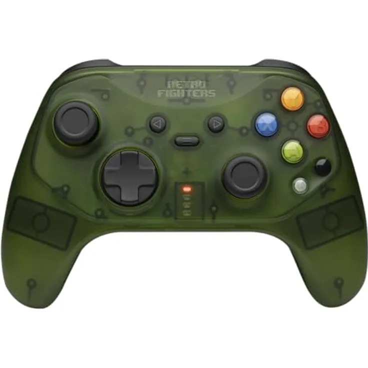 Retro Fighters Hunter, Kabelloser Controller in Transparent Grün mit Hall-Effekt Technologie, für Xbox, PC und Nintendo Switch