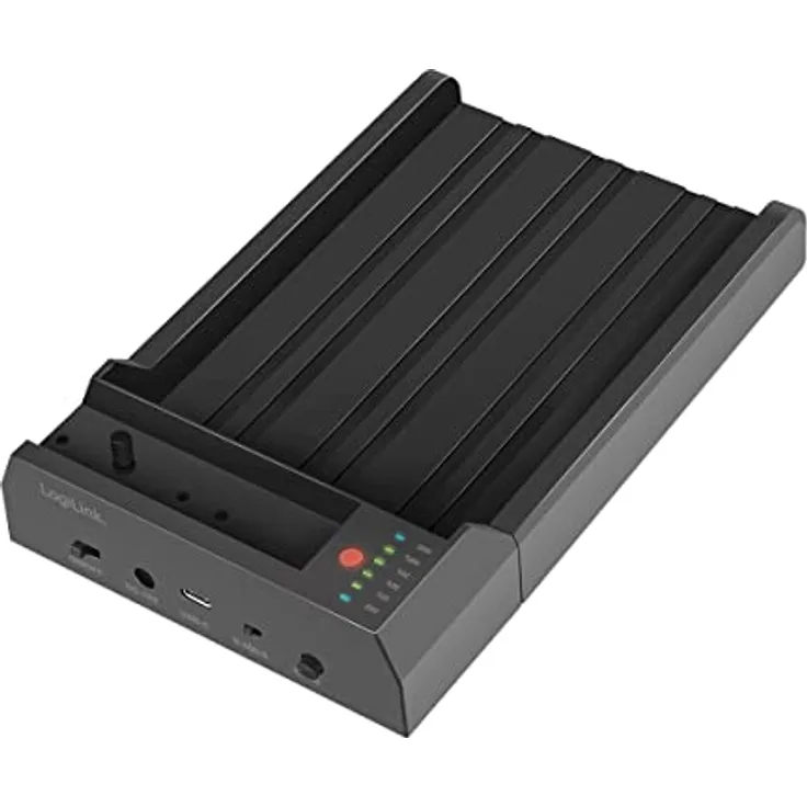 LogiLink QP0031 - USB 3.2 Gen 2 Quickport, für 2,5" oder 3,5" SATA HDD/SSD und M.2 NVMe SSD mit Klonefunktion ohne PC, Schwarz